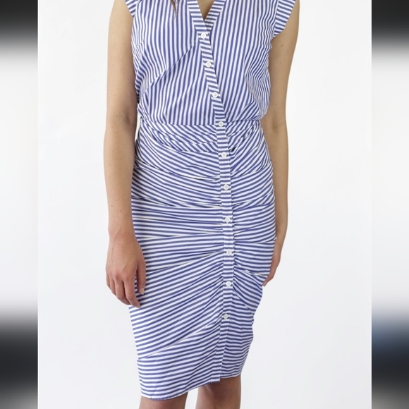 Veronica Beard Striped‎ Ruched Shirt Dress - Picture 12 of 12